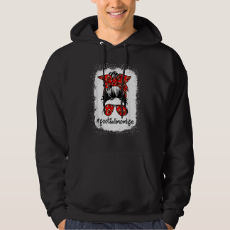 Bleached Football Mum Life Messy Bun Football Play Hoodie