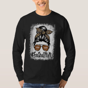 Bleached Football Mum Life With Leopard And Messy T-Shirt