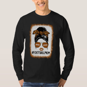 Bleached Football Mum Life With Leopard And Messy  T-Shirt