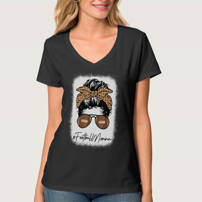 Bleached Football Nonna Life With Leopard Messy Bu T-Shirt (Front)
