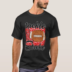 Bleached Football Tackle Stroke Retro Awareness Re T-Shirt