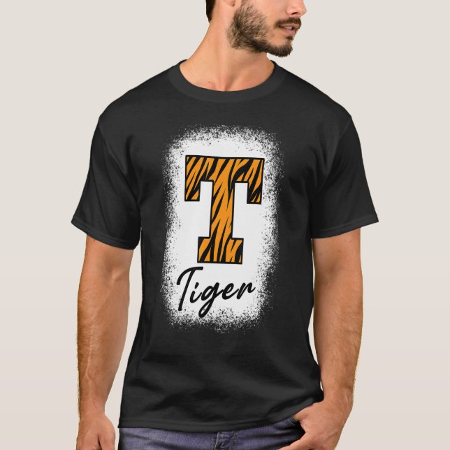 Bleached Football Tigers School Sports Fan Team Sp T-Shirt (Front)