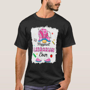 Bleached Funny Hoppiest Librarian Plaid Gnome Bunn T-Shirt