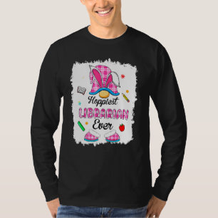 Bleached Funny Hoppiest Librarian Plaid Gnome Bunn T-Shirt