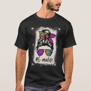 Bleached G ma life Messy Bun Rainbow Leopard Mothe T-Shirt