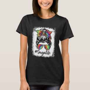 Bleached Gaga Life Messy Bun Girl Leopard Cute Mot T-Shirt