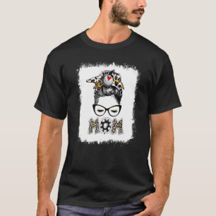 Bleached Golf Mum Leopard Messy Bun Golfing Mum Mo T-Shirt