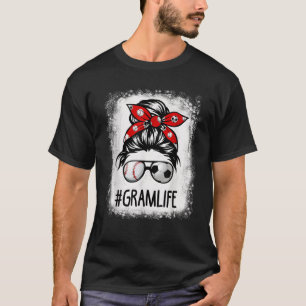 Bleached Gram Life Soccer Messy Bun Baseball Game T-Shirt