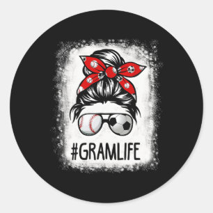 Bleached Gram Life Soccer Messy Bun Bysebyll Game Classic Round Sticker
