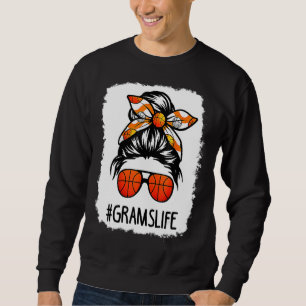 Bleached Grams Life Messy Hair Bun Basketball Moth Sweatshirt