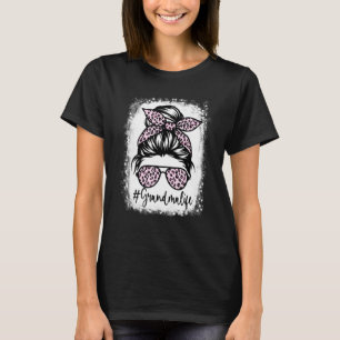 Bleached Grandma Life Messy Bun Leopard Print Moth T-Shirt