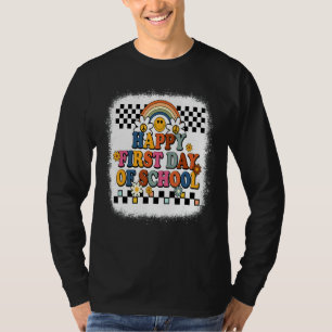 Bleached Groovy Happy First Day Back To School Tea T-Shirt