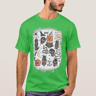Bleached Halloween Doodles, Happy Hallow Witch Pum T-Shirt