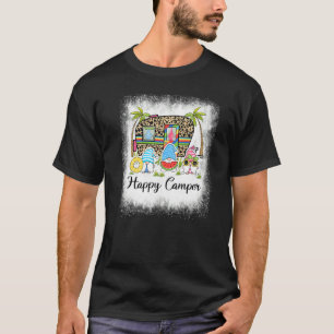 Bleached Happy Camper Summer Gnomes Beach Life Ca T-Shirt