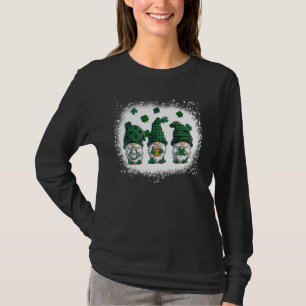 Bleached Happy St Patrick's Day Three Gnomes Shamr T-Shirt