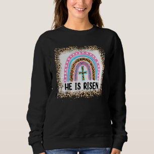 Bleached He Is Risen Leopard Rainbow Christian Jes Sweatshirt