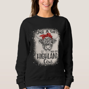Bleached Heifer Just a Girl Who Loves Highland Cow Sweatshirt