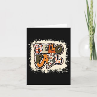 Bleached Hello Fall Autumn Vibes Retro Groovy  Card