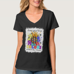 Bleached I See Your True Colours Sunflower Autism  T-Shirt