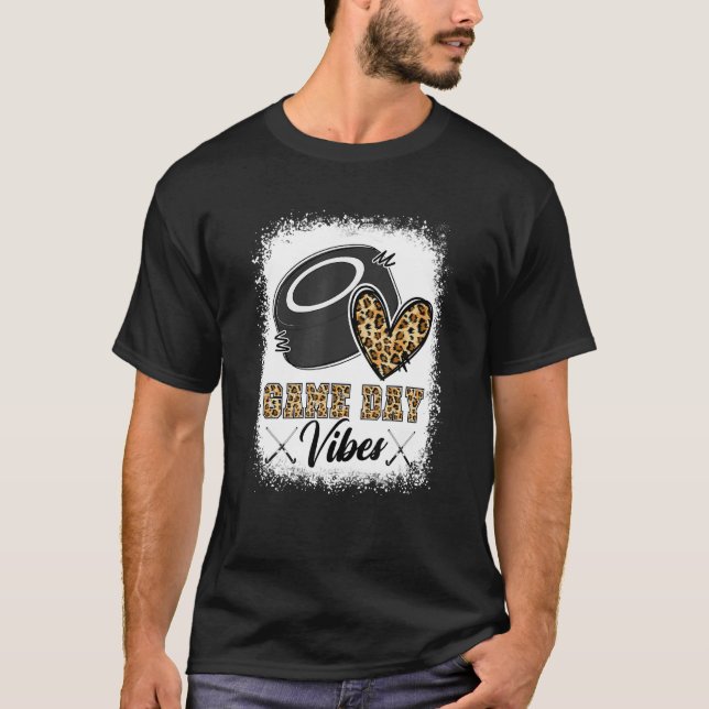 Bleached Ice Hockey Game Day Vibes Ice Hockey Mum  T-Shirt (Front)