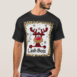 Bleached Lash Boss Reindeer Christmas Xmas Lash Ar T-Shirt
