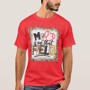 Bleached Leopard Baseball Mum My Heart is on That  T-Shirt