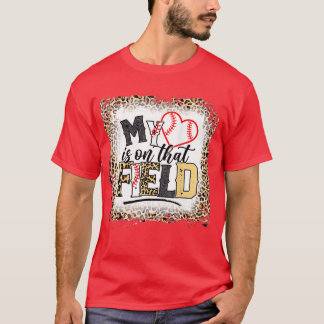 Bleached Leopard Baseball Mum My Heart is on That T-Shirt