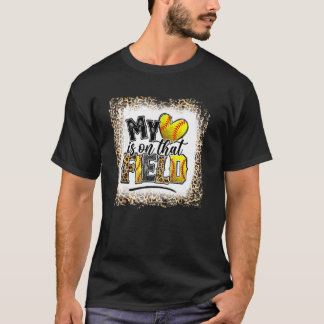 Bleached Leopard Baseball Mum My Heart Is On That T-Shirt