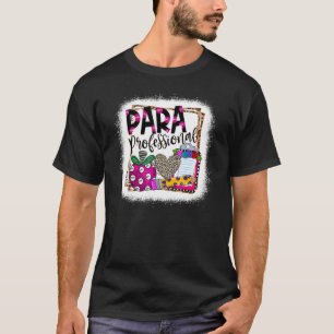 Bleached Leopard Heart Para Professional Teacher T-Shirt