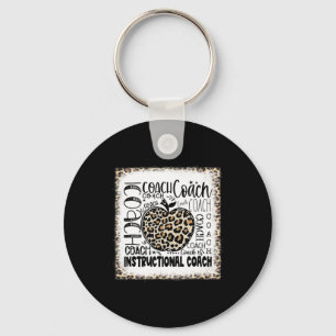 Bleached Leopard Instructional Coach Typography Te Key Ring