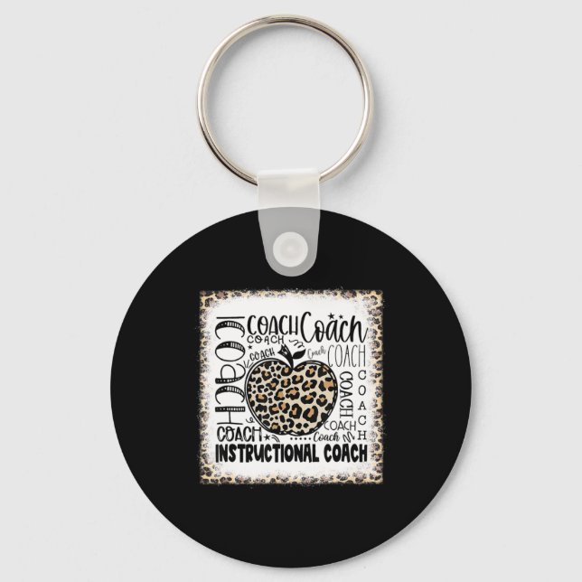 Bleached Leopard Instructional Coach Typography Te Key Ring (Front)