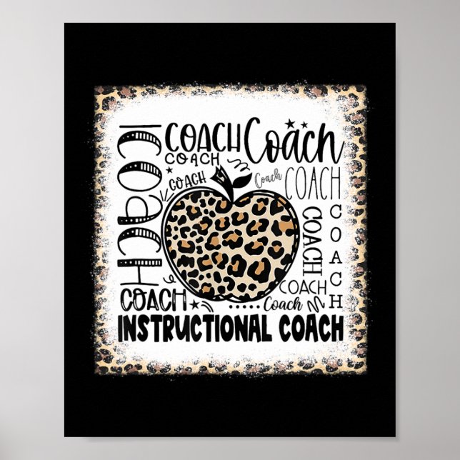Bleached Leopard Instructional Coach Typography Te Poster (Front)
