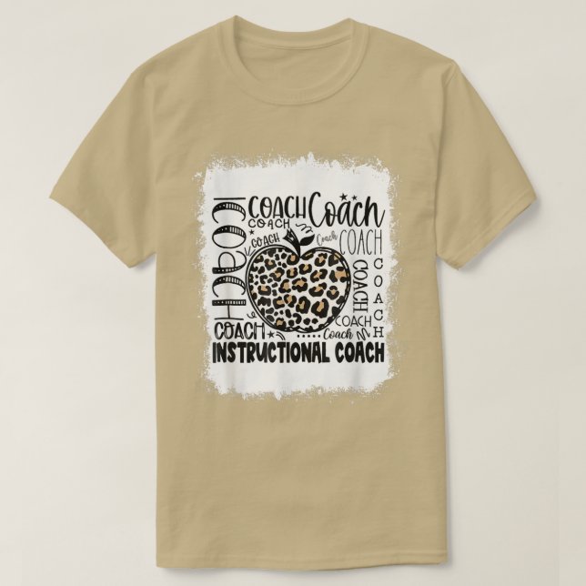 Bleached Leopard Instructional Coach Typography Te T-Shirt (Design Front)