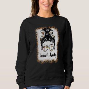 Bleached Leopard  Lunch Lady Messy Bun Lunch Lady  Sweatshirt