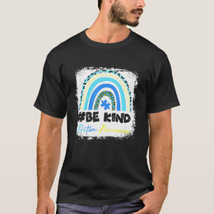 Bleached Leopard Rainbow Autism Awareness Be Kind T-Shirt