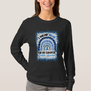 Bleached Leopard Rainbow Blue Ribbon Diabetes Awar T-Shirt