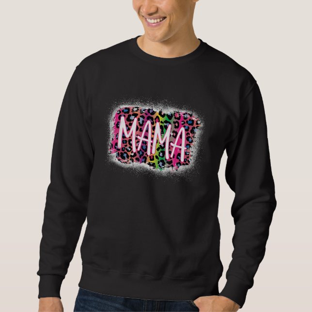 Bleached Leopard Rainbow Mama Shirt Mum Life Mothe (Front)