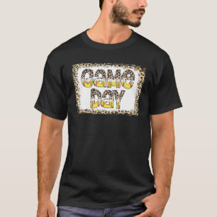 Bleached Leopard Softball Game Day Vibes Softball T-Shirt