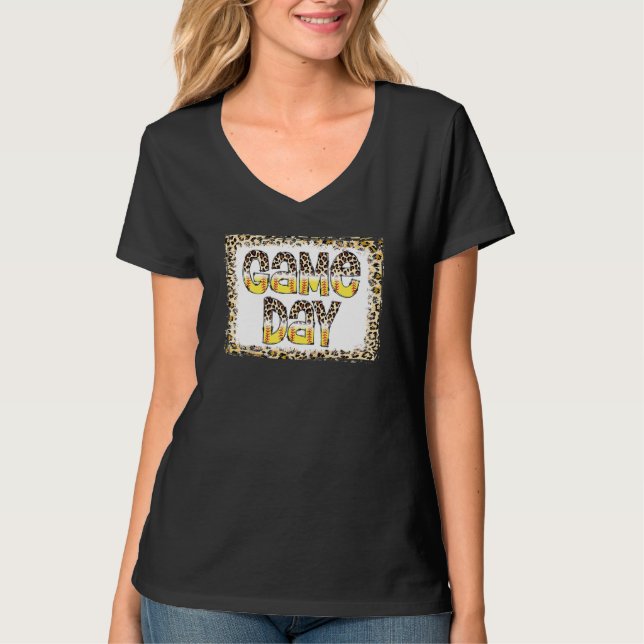 Bleached Leopard Softball Game Day Vibes Softball  T-Shirt (Front)