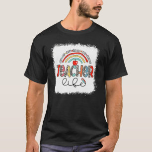 Bleached Leopard Teach Love Inspire  Teacher Life T-Shirt