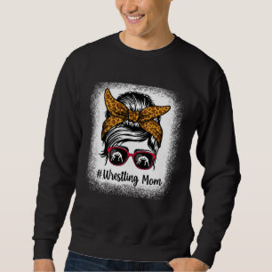 Bleached Life Wrestling Mom Leopard Messy bun Glas Sweatshirt