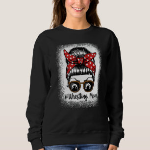 Bleached Life Wrestling Mom Leopard Messy bun Glas Sweatshirt