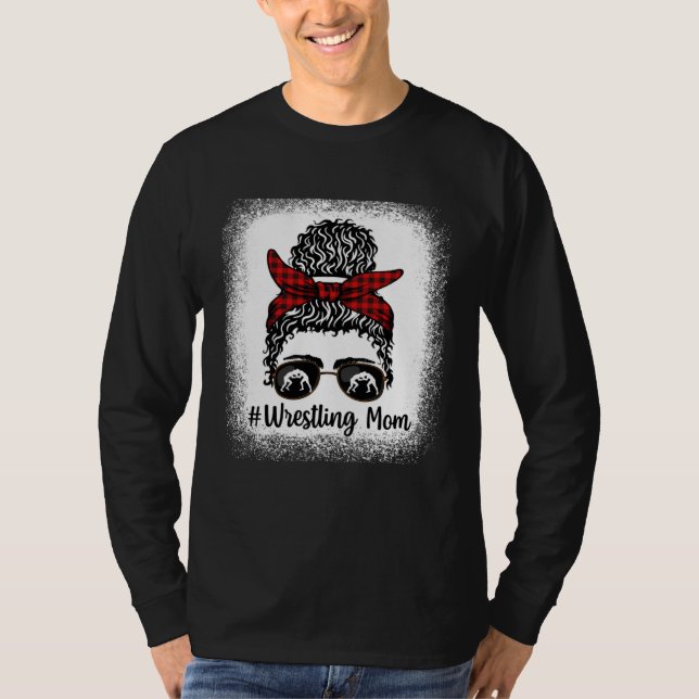 Bleached Life Wrestling Mom Leopard Messy bun Glas T-Shirt (Front)