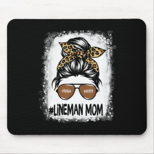 Bleached Lineman Mum Life Leopard Messy Bun Footba Mouse Pad