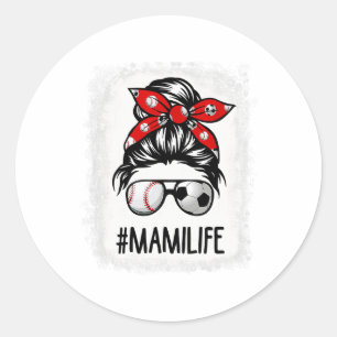 Bleached Mami Life Soccer Messy Bun Bysebyll Game Classic Round Sticker