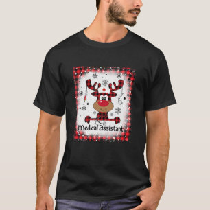 Bleached Medical Assistant Life Reindeer Christmas T-Shirt