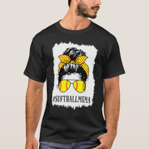Bleached Mema Life Softball Baseball Mothers Day M T-Shirt