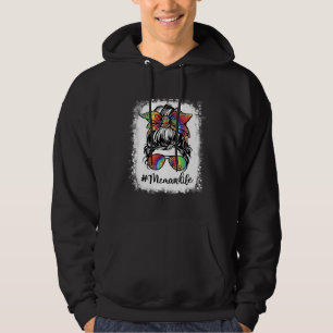 Bleached Memaw Life Messy Bun Girl Leopard Cute Mo Hoodie