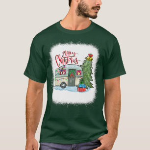 Bleached Merry Christmas Happy Camper Camping Life T-Shirt