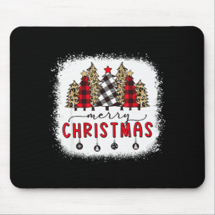 Bleached Merry Christmas Tree Funny Leopard Plaid Mouse Pad